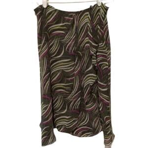 Jones New York Silk Midi Skirt 10P Multicolor Ruffle Hem Zip Closure Petite